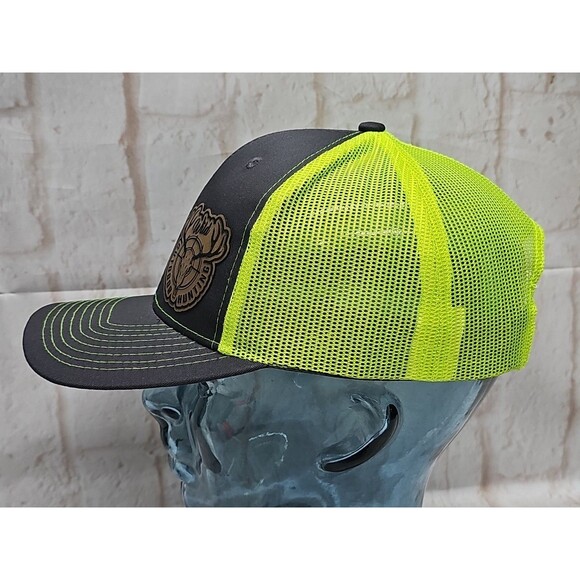 Wild Outdoor Hunting Cap/Hat Charcol/Neon Yellow Leatherette patch Size 22"-24 - Picture 3 of 11
